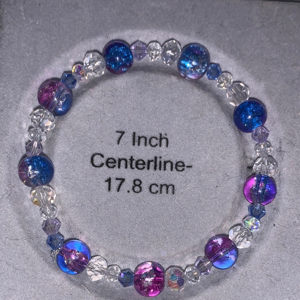 Peacock and Aurora borealis Crystal stretch Bracelet